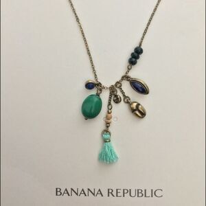 — Banana Republic — Turquoise Tassel Gold Necklace